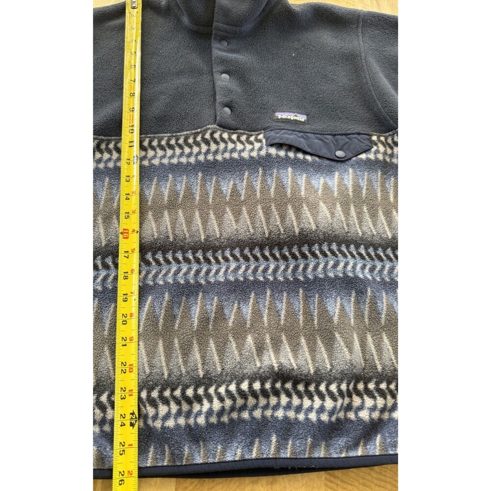 Patagonia Synchilla Snap T Fleece Men Sz S Bold Blue Grey Aztec Tribal Print EUC - Picture 8 of 12